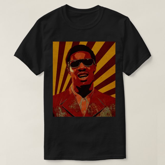 Camiseta Estilo de retro Stevie Wonder (Frente do Design)