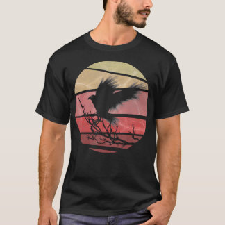 Camiseta Estilo de Retro Vintage Vermelho Lua Raven Gráfico