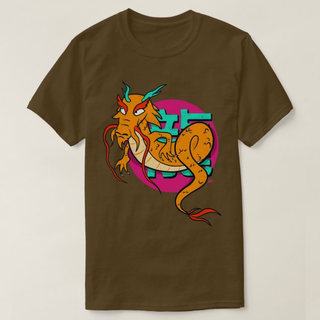 Camiseta Estilo de rua asiático longo do dragão chinês (Frente do Design)