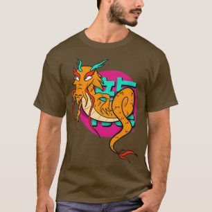 Camiseta Estilo de rua asiático longo do dragão chinês