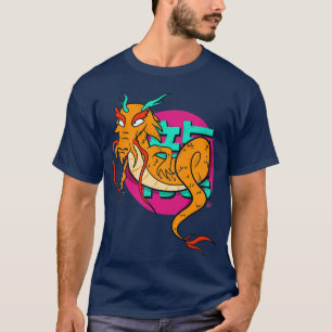 Camiseta Estilo de rua asiático longo do dragão chinês