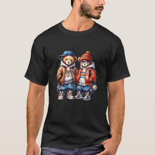 Camiseta Estilo de Rua dos Ursos Legais Visual Urbano de Hi