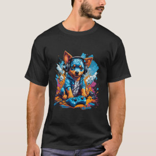 Camiseta Estilo de Rua Puppy Gamer Grafite Blue HeelGame