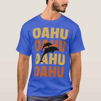 Camiseta Estilo de Surf Oahu Dolphin das Ilhas Havaianas