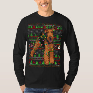 Camiseta Estilo de Sweater Feio Xmas Funny Airedale Terrier