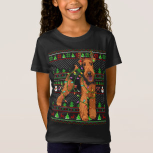 Camiseta Estilo de Sweater Feio Xmas Funny Airedale Terrier
