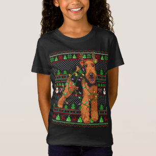 Camiseta Estilo de Sweater Feio Xmas Funny Airedale Terrier
