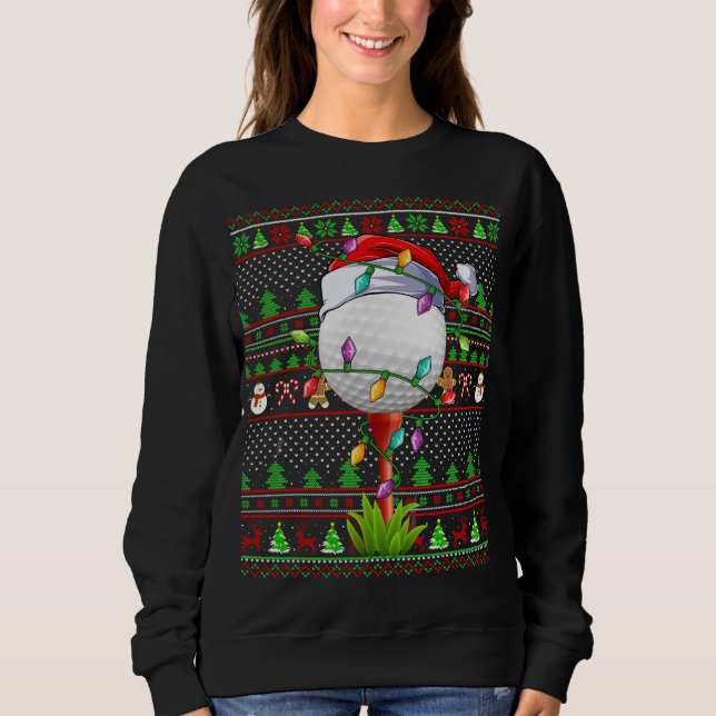 Camiseta Estilo de Sweater Feio Xmas Iluminando Golfe Natal (Frente)