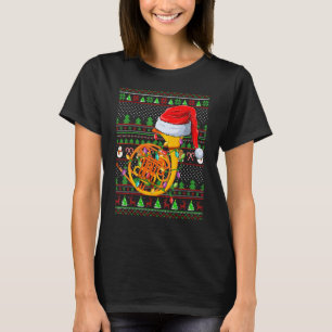 Camiseta Estilo de Sweater Feio Xmas Iluminando o Chifre Fr