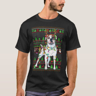 Camiseta Estilo De Sweater Feio Xmas Luz O Bulldog American