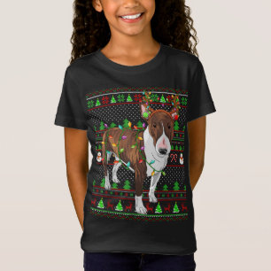 Camiseta Estilo de Sweater Feio Xmas Luzes Bull Terrier Ch