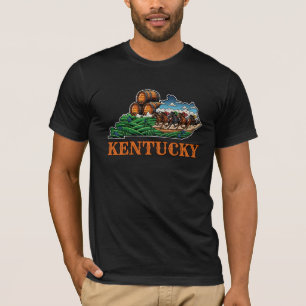 Camiseta Estilo de Tatuagem de Contorno do Estado do Kentuc