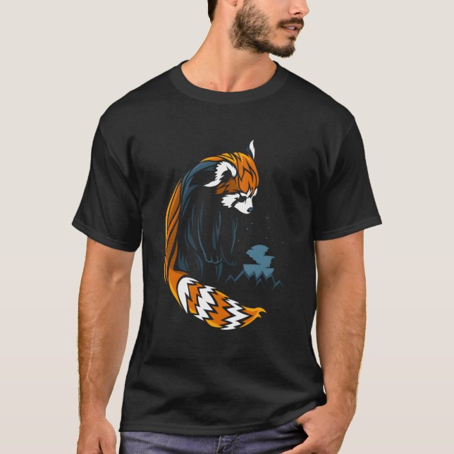 Camiseta Estilo de Tatuagem de Panda Vermelha (Frente)
