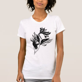 Camiseta Estilo de Tatuagem de Sereia Desenho de Tinta Somb