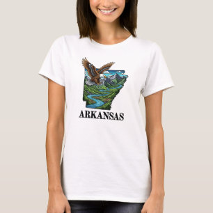 Camiseta Estilo de Tatuagem do Estado do Arkansas Montanhas
