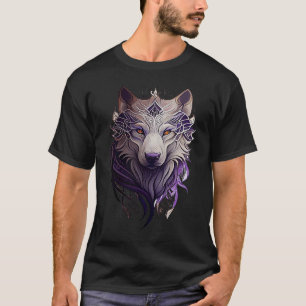 Camiseta Estilo de Tatuagem Neo-tradicional do Lobo Branco