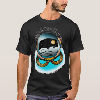 Camiseta Estilo De Tatuagem Tradicional Cidade E Astronauta