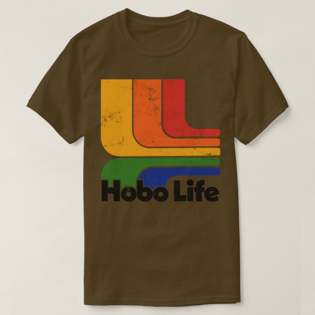 Camiseta Estilo de Thrift Desvanecido da Vida útil do Hobo  (Frente do Design)