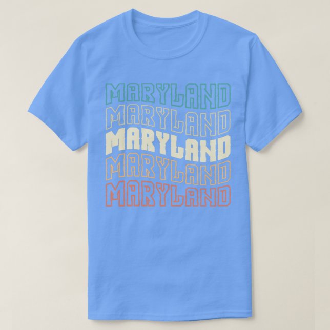 Camiseta Estilo de Tipografia Wave de Maryland (Frente do Design)