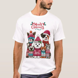 Camiseta Estilo de tricô Pets de Natal