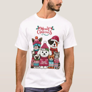 Camiseta Estilo de tricô Pets de Natal