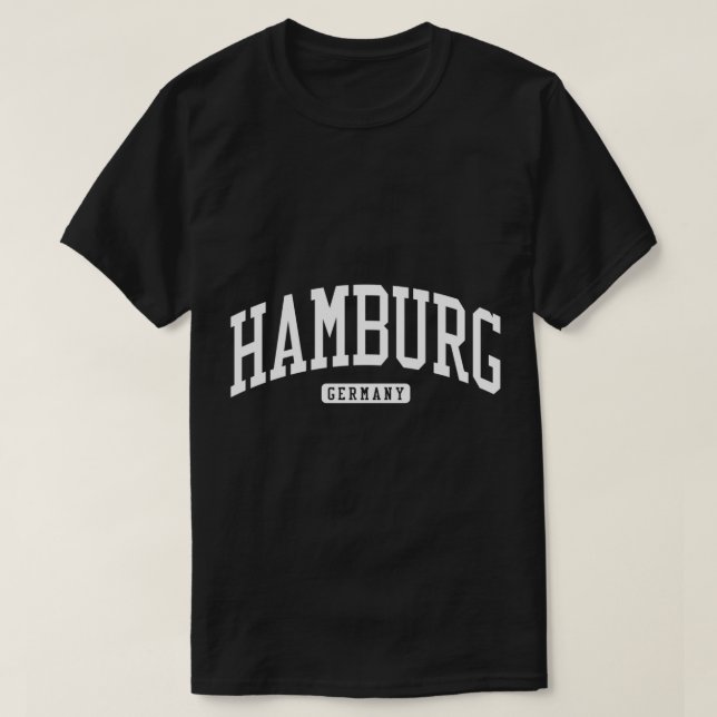 Camiseta Estilo de Universidade da Alemanha de Hamburgo Lon (Frente do Design)