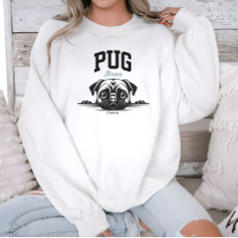 Camiseta Estilo de Varsidade Universitária Pug Mama Dog Lov