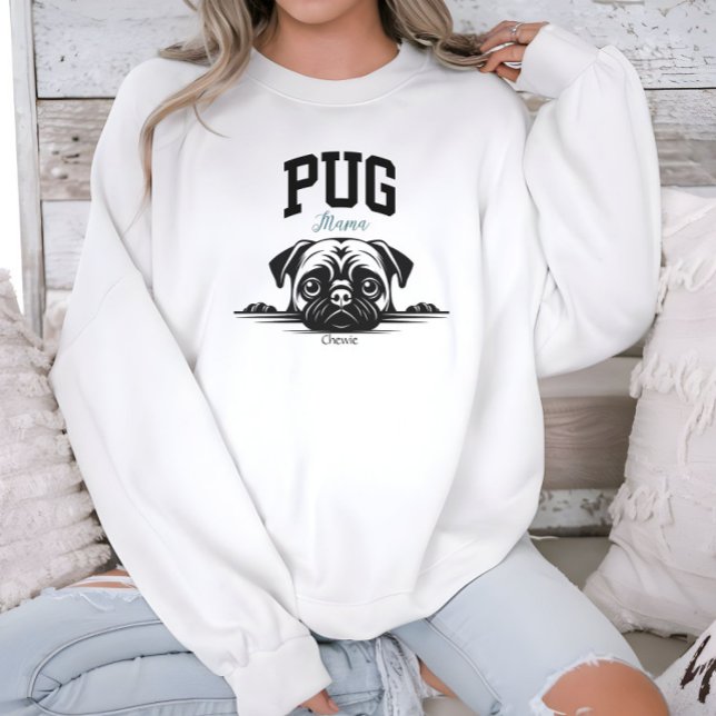 Camiseta Estilo de Varsidade Universitária Pug Mama Dog Lov (Criador carregado)