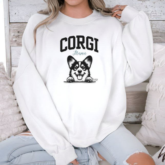 Camiseta Estilo de Varsity do College Script Corgi Mama (Criador carregado)