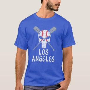 Camiseta Estilo de Varsity Los Angeles - Crânio de Baseball