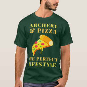 Camiseta estilo de vida de arqueiros e pizza