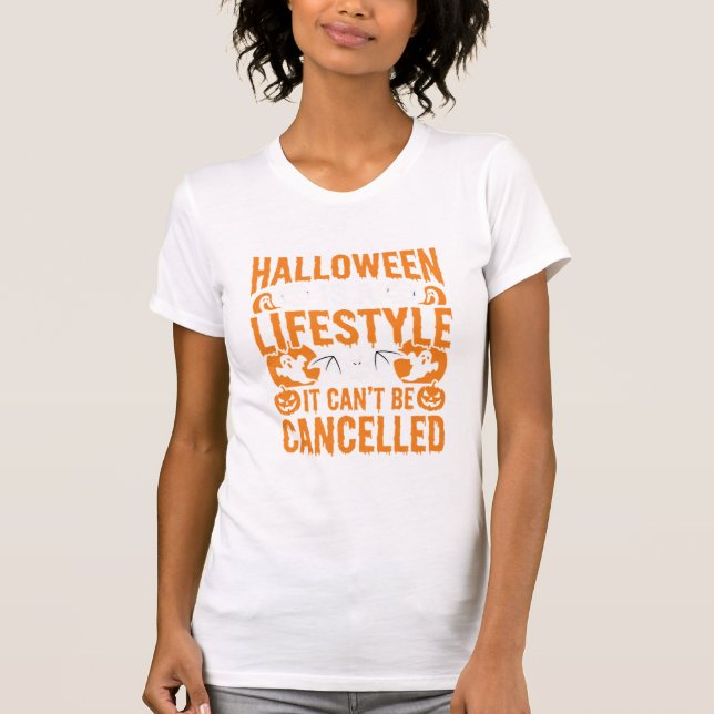 Camiseta Estilo de vida de Halloween Morcego Assustador Des (Frente)