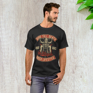 Camiseta Estilo de Vida de Motociclista Até a Morte