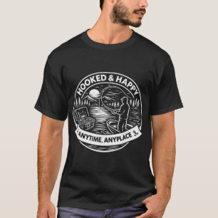 Camiseta Estilo de Vida de Pesca Viciado e Feliz