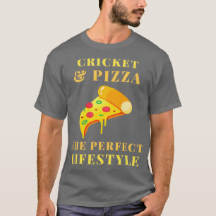 Camiseta estilo de vida do críquete e da pizza