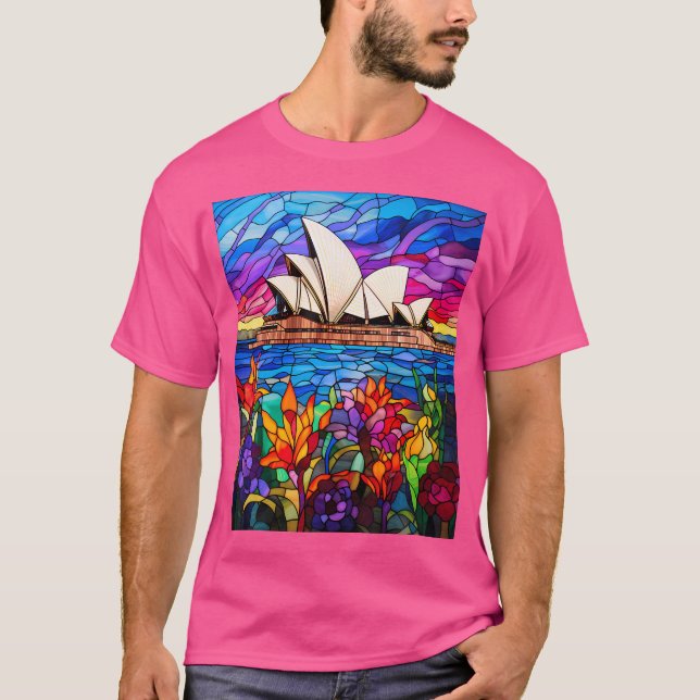 Camiseta Estilo De Vidro Manchado Sydney Opera House (Frente)