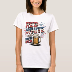 Camiseta Estilo de Vintage Branco Vermelho e Breve