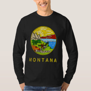 Camiseta Estilo de Vintage do Estado de Bandeira de Montana
