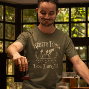 Camiseta Estilo de Vintage Engraçado Pai Fazenda Piada Vaca