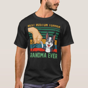 Camiseta Estilo de Vintage Melhor Boston Terrier Grandma Ev