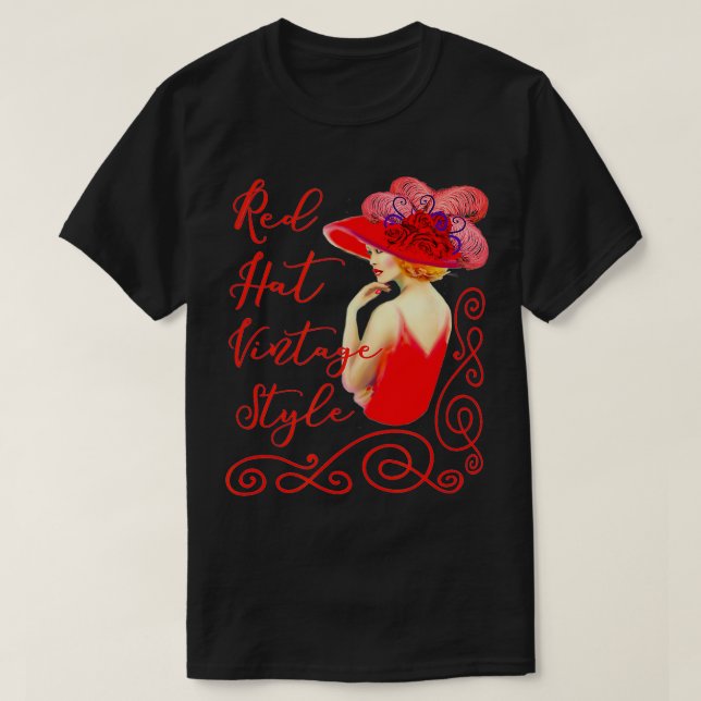 Camiseta Estilo de Vintage Red Hat (Frente do Design)