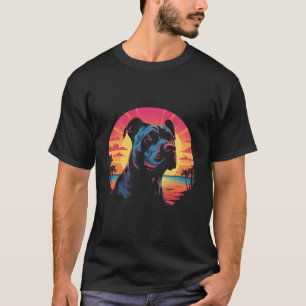 Camiseta Estilo de Vintagem do Cão-Terrier-Bull Americano