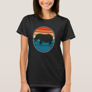 Camiseta Estilo de Vintagem do Hippo Retroativo Cubo Hippo
