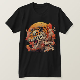 Camiseta Estilo de Vintagem Inspirado Asiático - Tigre Japo