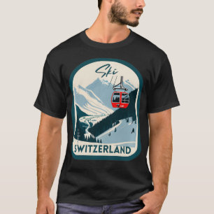 Camiseta Estilo de Vintagem Retroativa de Suiça de Esqui Su