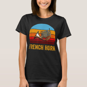 Camiseta Estilo de Vintagem Retroativo Horn francês sunset3