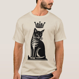 Camiseta Estilo de Xilogravura de Felino Nobre