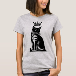 Camiseta Estilo de Xilogravura de Felino Nobre