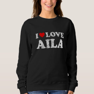 Camiseta Estilo Desgastado Grunge Angustiado Eu Amo Aila