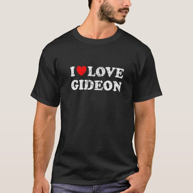 Camiseta Estilo Desgastado Grunge Angustiado Eu Amo Gideon  (Frente)